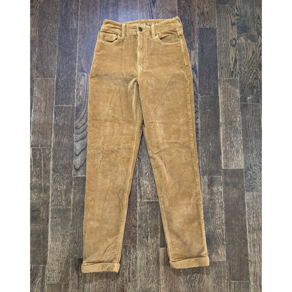 American Eagle Corduroy Pants Women's Size 0 Super Stretch Mom Jean Brown